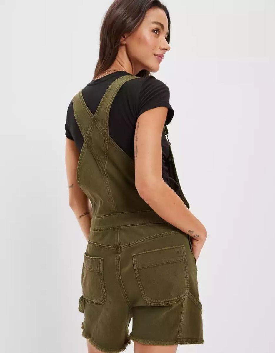 Shorts American Eagle AE Stretch Baggy Overall Vert Olive Femme | QRV-99866426